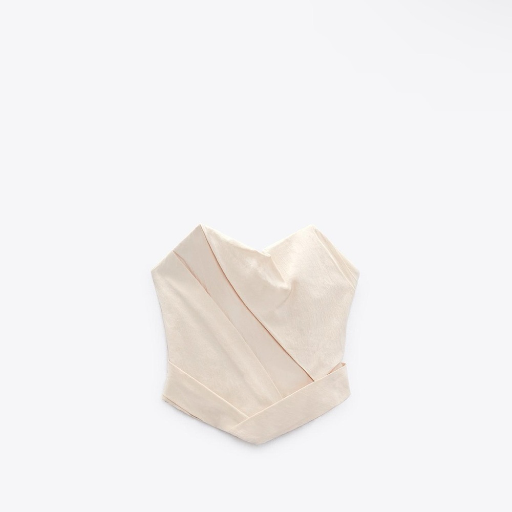 Zara Beige Strapless Bustier